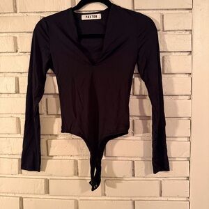 Paxton VNeck Black long sleeve bodysuit